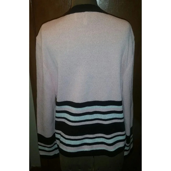 ST. JOHN SPORT Sweater Pink Black White  Stripe - Picture 12 of 14